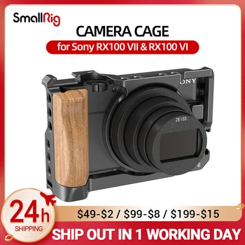 Клетка SmallRig для камер Sony RX100 VII и RX100 VI с функцией w / Деревянная Боковая Ручка Крепление для холодного Башмака для Микрофона Варианты DIY  5