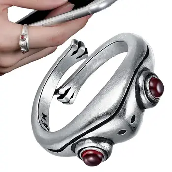 Кольца с изображением лягушки Для женщин, кольца с изображением лягушки для женщин, винтажное кольцо с изображением милого животного, Винтажное кольцо с изображением милого животного, серебро  2