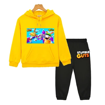 Комплекты толстовок Stumble Guys с аниме, детская одежда из бутика, осенний флисовый пуловер, куртка с капюшоном для мальчиков и девочек, одежда y2k  5
