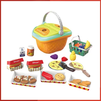 Корзина для барбекю, косметика, посуда, игрушки для пикника, игровой домик, Обучающий подарок для хранения, Мини-еда, Детские игрушки для имитации кухни  3