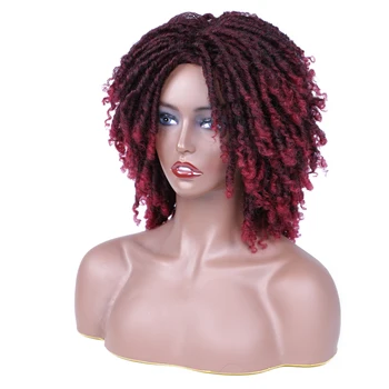 Короткий синтетический парик с дредами, легкое Черное омбре, афро-кудрявые парики, натуральные мягкие локоны, сменный парик для женщин  5