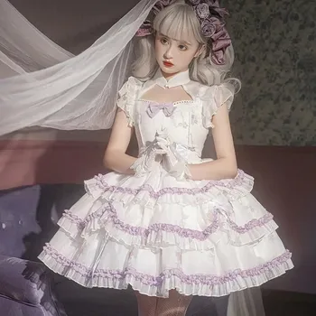 Косплей Лолиты в японском сладком стиле Kawaii Girls Jsk Сексуальный Кружевной Бандажный Корсет с бабочкой и открытой спиной Милое платье принцессы  4