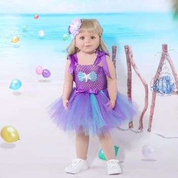 Костюм принцессы Русалки, платье-пачка, комплект одежды для маленьких девочек, наряд на день рождения для фотосессии, детские вечерние платья из тюля  4