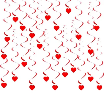 Красное Сердце с завитками, Подвесное Спиральное украшение на День Святого Валентина, Годовщину свадьбы, Романтические Украшения  5