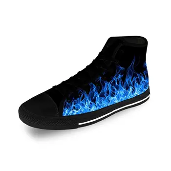 Красочное пламя, легкая ткань с 3D-принтом, Забавная модная парусиновая обувь с высоким берцем, Мужские Женские Повседневные Подростковые Дышащие кроссовки  5
