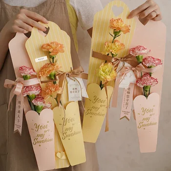 Крафт-пакет для упаковки одного цветка Романтическая упаковка для роз на День Святого Валентина, День Матери, Подарочные принадлежности для украшения свадебной вечеринки  2