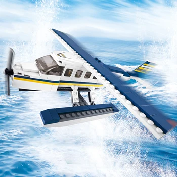 Креативная серия Небольших самолетов для осмотра морских достопримечательностей, Строительные блоки, Кирпичи, Игрушки, Подарки  1