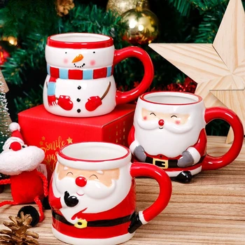Креативная Чашка для Рождественских Носков, Милый Рождественский Снеговик, Керамическая Кружка, Рождественский подарок для пары девушек, Чашка для воды  5