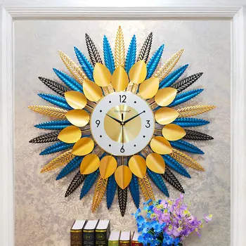 Креативные настенные часы для гостиной из скандинавского металла, Индивидуальное украшение дома, простые Немые часы с подсветкой, Роскошные Модные кварцевые часы  5
