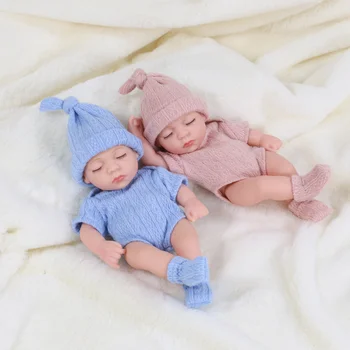Куклы Реборн 19 см Силиконовые реалистичные игрушки Reborn Baby Водонепроницаемая кукла Милая Мини кукла-пустышка для сна для девочек Подарок на День рождения  5