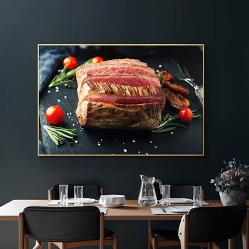 Кухонная картина на холсте с разнообразием стейков, плакат Cuadros, Скандинавские принты, Настенное искусство, Изображение еды, Домашний декор для гостиной  10