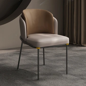 Кухонные обеденные стулья для отдыха в офисе с эргономичным напольным столиком Роскошные обеденные стулья из металла искусственной кожи Sillas Мебель для дома QQ  5