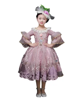 Летнее кружевное платье для девочки с блестками 2021 года, свадебное платье для вечеринки в честь 1-го дня рождения для девочки, вечерние платья дворцовой принцессы, детская одежда  5
