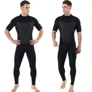 Летние мужские гидрокостюмы из неопрена с короткими рукавами толщиной 2 мм, водолазный костюм с молнией сзади, Подводная охота, подводное плавание, серфинг, Термальный купальник  5