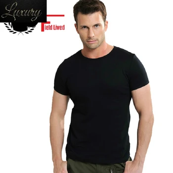 Летние мужские футболки, модный бренд, высокоэластичная футболка в стиле милитари, короткий рукав, Приталенная мужская футболка, хлопковая футболка для мужчин  5