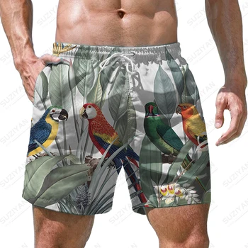 Летние новые мужские шорты с 3D принтом тропических растений, мужские шорты в повседневном стиле для отдыха, модные мужские шорты в трендовом стиле  10