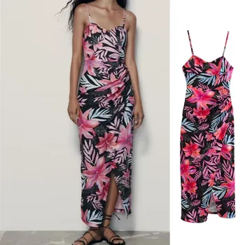 Летняя женская одежда UNIZERA 2023, корсетное платье с принтом в европейском и американском тропическом стиле 8065795  5