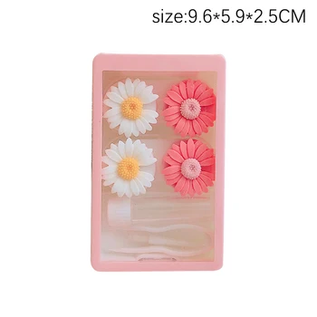 Летняя маленькая свежая маргаритка, переносной футляр для контактных линз, простой контейнер для линз в цветочек, коробка для хранения косметических линз для подарка девушке  5