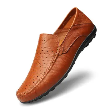 Летняя новая мужская обувь Модный тренд обувь на плоской подошве большого размера 47 фасоли обувь весенние мужские лоферы обувь H223  5