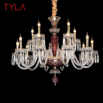 Люстра в европейском стиле TYLA, светодиодная подвесная свеча, хрустальные светильники, роскошные светильники для дома, гостиной  10