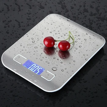 Маленькие платформенные весы Изящные простые в использовании Прочные портативные с ЖК дисплеем Точные маленькие платформенные весы для приготовления пищи диеты с USB зарядкой  5
