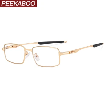 Металлическая винтажная оправа для очков Peekaboo для мужчин, квадратные очки с прозрачными линзами, антисиневой свет, оптический золотой, черный, хит продаж, мужской  5
