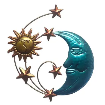 Металлический декор в виде Луны, настенная табличка, Креативное Украшение для офиса, дома, на стене, Очаровательное Плоское Украшение в виде Солнца и Луны  5
