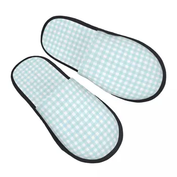 Меховые тапочки для женщин, мужские модные пушистые зимние теплые тапочки в клетку, сине-белая домашняя обувь  2