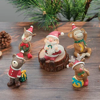 Мини-Санта-безделушки из смолы, рождественские подарки, декоративное украшение из смолы лося, поделки  5