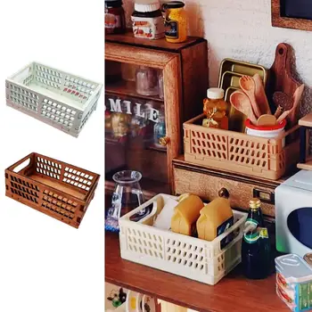 Миниатюрный кухонный ящик для хранения овощей, мини-деревянная корзина, милый аксессуар для кукольного домика, мебель для улучшенных миниатюрных сцен  5
