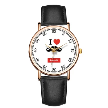 Минимализм Женские кварцевые часы I Love Mustache Спортивное платье Часы Подарок Индивидуальность меньшинства Модные часы Reloj Hombre  0