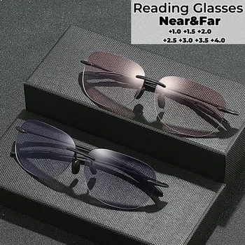 Многофункциональные очки для чтения 3 В 1, винтажные очки для ближней и дальней пресбиопии, солнцезащитные очки для вождения на открытом воздухе, Бифокальные Дальнозоркие  4