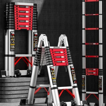 Многофункциональные подъемные стремянки Домашняя телескопическая лестница в елочку из алюминиевого сплава Портативные инженерные складные лестницы B  10