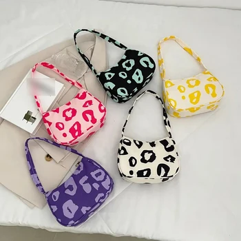 Модные женские мини-сумки через плечо с принтом, нейлоновые женские сумки подмышками, сумки с леопардовым рисунком, сумки-тоут, маленькие кошельки, сумка через плечо  10