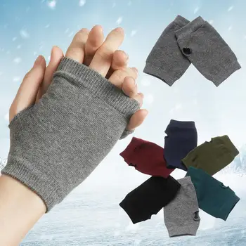 Модные Зимние осенние теплые вязаные шерстяные перчатки, наполовину варежки, наполовину кашемировые перчатки, наполовину варежки для женщин, мужские перчатки  3