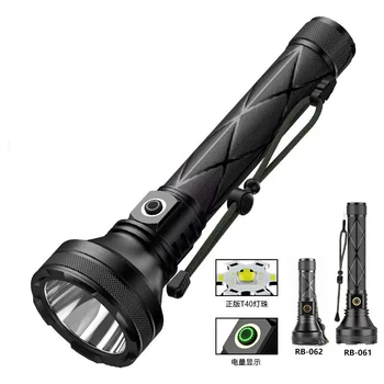 Мощный USB-фонарик T40 с телескопической зарядкой с фиксированным фокусом, светодиодный фонарик с сильным светом, фонарь из алюминиевого сплава с дальним прицелом  5