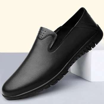 Мужская классическая уличная обувь без застежек, Новое поступление 2023 года, мужские модельные туфли из натуральной кожи, Универсальная Мужская удобная деловая обувь  3