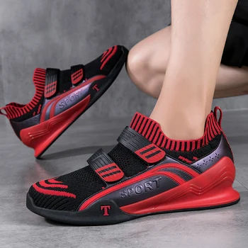 Мужская обувь для тяжелой атлетики, сетчатая дышащая обувь для тяжелой атлетики, молодежная противоскользящая обувь для фитнеса  5