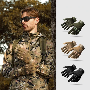 Мужские дышащие тактические перчатки Противоскользящие армейские пейнтбольные перчатки Износостойкие Спортивные перчатки с сенсорным экраном на открытом воздухе Военные перчатки  5
