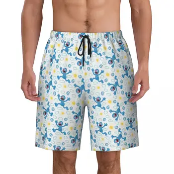 Мужские плавки с принтом Cookie Monster, Быстросохнущая пляжная одежда, пляжные шорты-бордшорты с мультяшным рисунком Улицы Сезам  5