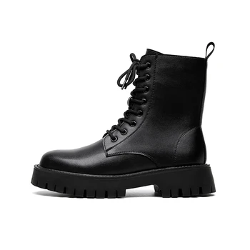 Мужские черные ботильоны Осенне-зимние ботинки Уличная удобная мужская повседневная обувь с высоким берцем классического дизайна 2023 года выпуска  5
