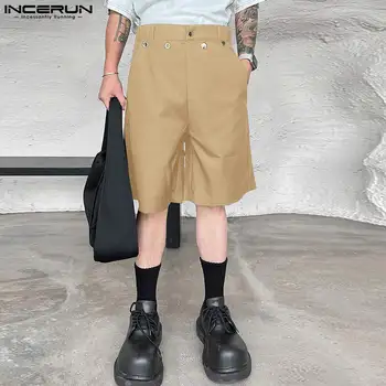 Мужские шорты, уличная одежда с однотонными пуговицами, Летние карманы, модные повседневные мужские плавки, Шорты для отдыха в Корейском стиле, S-5XL INCERUN  10
