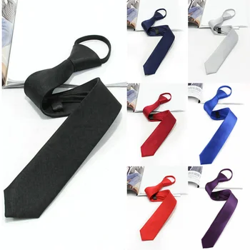 Мужской узкий галстук на шее, однотонный узкий галстук 1,97 дюйма, регулируемый для свадьбы, делового официального мероприятия  10