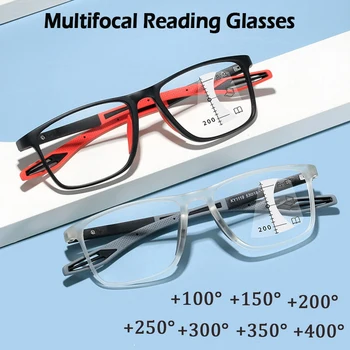 Мультифокальные прогрессивные очки для чтения Для женщин и мужчин в оправе TR90 с защитой от синего света, спортивные бифокальные очки для пресбиопии с диоптриями  5