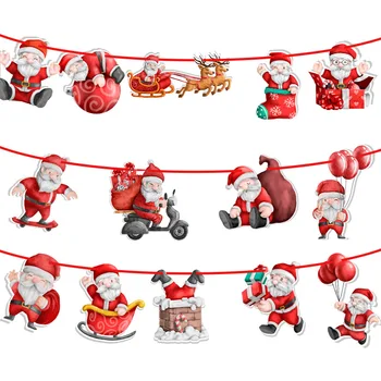 Мультфильм Санта Клаус Подвесные Подвески Рождество Санта Гирлянды Рождественская Елка Украшения Ноэль Натал Мерр Рождественский Декор С Новым Годом  5