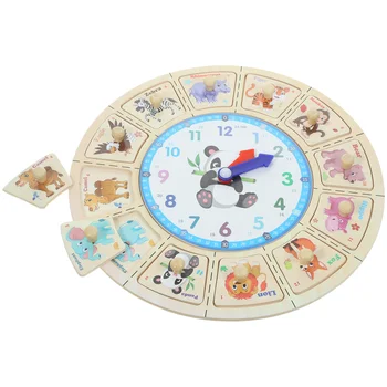 Мультяшные часы Портативные Детские Считывающие время Обучающие Пазлы Обучающие часы для малышей Панель игрушек  10