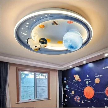 Мультяшный потолочный светильник для спальни, Современная Люстра для кабинета, Оригинальность, Интеллектуальные светодиодные светильники для украшения помещений для девочек и мальчиков-астронавтов  4