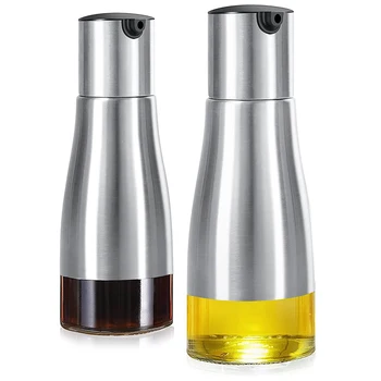 Набор диспенсеров для бутылок с оливковым маслом из 2 предметов, набор графинов для масла, дозатор оливкового масла из нержавеющей стали, Элегантная стеклянная бутылка  5