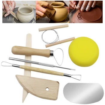 Набор многофункциональных инструментов для глины и резьбы по глине из 8 предметов, набор деревянных керамических ребристых игл, керамические инструменты для начинающих Diy  5