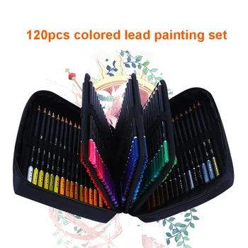 Набор цветных карандашей 72/120, профессиональный набор для рисования с пеналом, точилка, набор для рисования, принадлежности для начинающих  5
